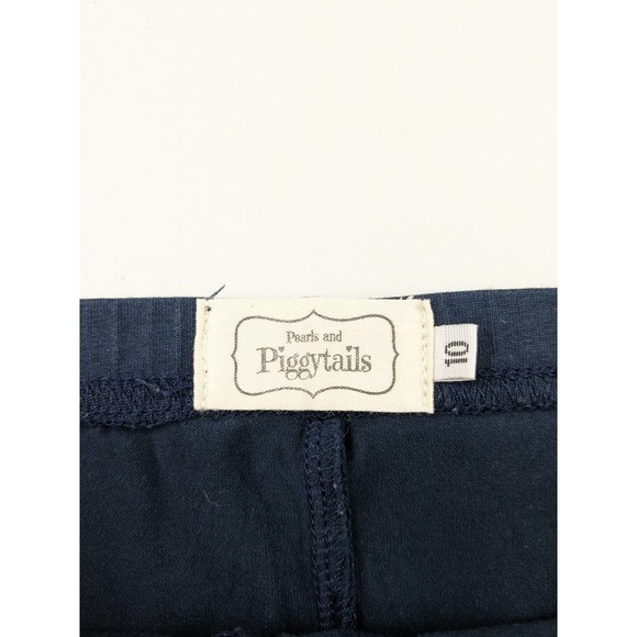 Pearls and Piggytails Navy Button Cuff Leggings - Picture 3 of 4